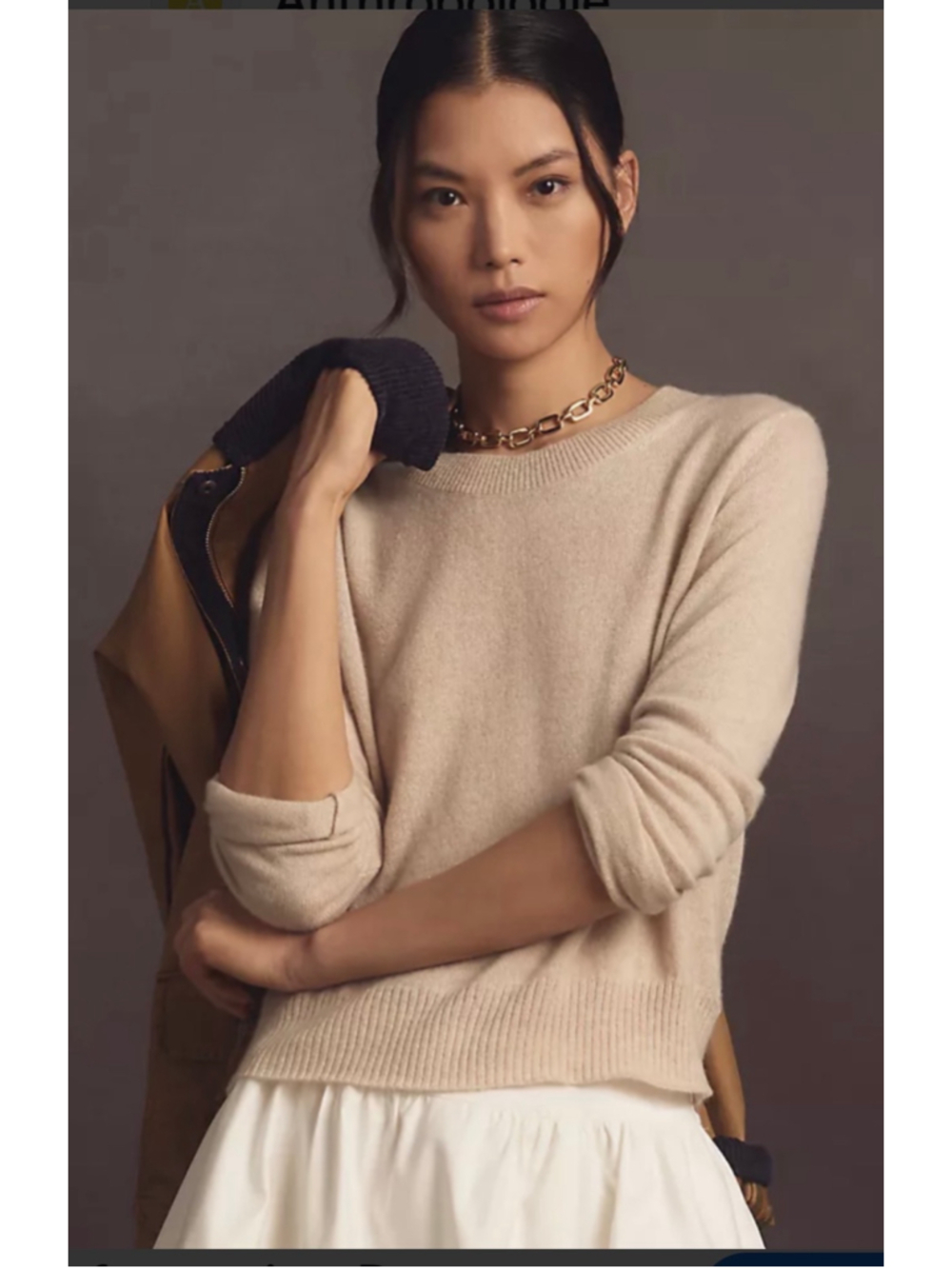 Reformation Cashmere Crewneck Sweater|Beige|Medium|NWOT|